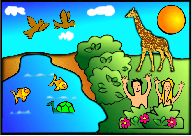 childlike drawing of Garden of Eden