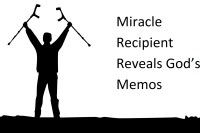 man holding crutches over head