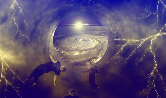 man flying thru tunnel to heaven