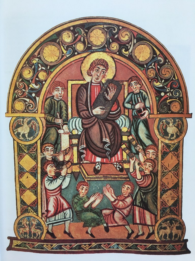 mosaic of kind david playing harp