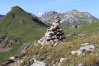 rocky mountain area & pile of stones