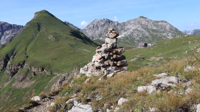rocky mountain area & pile of stones