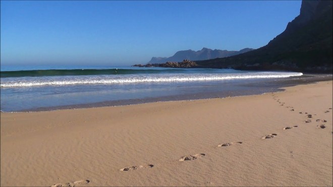 beach scene with footprints